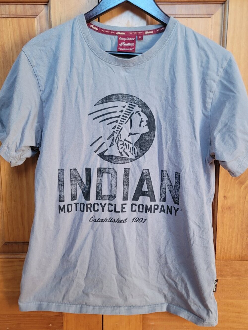Official Indian Motorcycle Men's IMC Circle Icon T Shirt Grey Med biker chopper